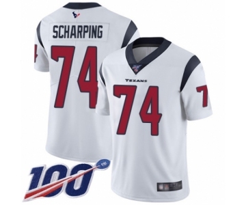 Men's Houston Texans #74 Max Scharping White Vapor Untouchable Limited Player 100th Season Football Jersey