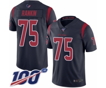 Men's Houston Texans #75 Martinas Rankin Limited Navy Blue Rush Vapor Untouchable 100th Season Football Jersey