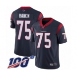 Men's Houston Texans #75 Martinas Rankin Navy Blue Team Color Vapor Untouchable Limited Player 100th Season Football Jersey