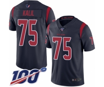 Men's Houston Texans #75 Matt Kalil Limited Navy Blue Rush Vapor Untouchable 100th Season Football Jersey