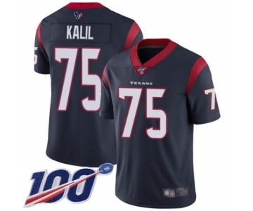 Men's Houston Texans #75 Matt Kalil Navy Blue Team Color Vapor Untouchable Limited Player 100th Season Football Jersey