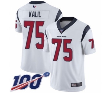 Men's Houston Texans #75 Matt Kalil White Vapor Untouchable Limited Player 100th Season Football Jersey