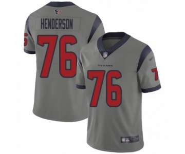 Men's Houston Texans #76 Seantrel Henderson Limited Gray Inverted Legend Football Jersey