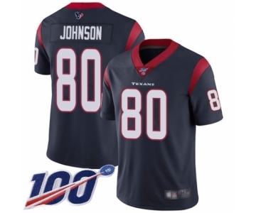 Men's Houston Texans #80 Andre Johnson Navy Blue Team Color Vapor Untouchable Limited Player 100th Season Football Jersey