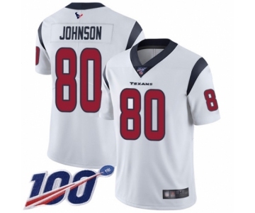 Men's Houston Texans #80 Andre Johnson White Vapor Untouchable Limited Player 100th Season Football Jersey