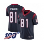 Men's Houston Texans #81 Kahale Warring Navy Blue Team Color Vapor Untouchable Limited Player 100th Season Football Jersey