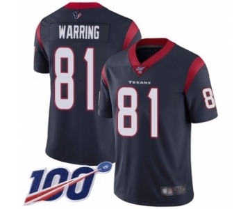 Men's Houston Texans #81 Kahale Warring Navy Blue Team Color Vapor Untouchable Limited Player 100th Season Football Jersey