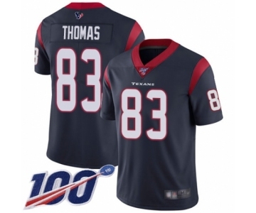 Men's Houston Texans #83 Jordan Thomas Navy Blue Team Color Vapor Untouchable Limited Player 100th Season Football Jersey