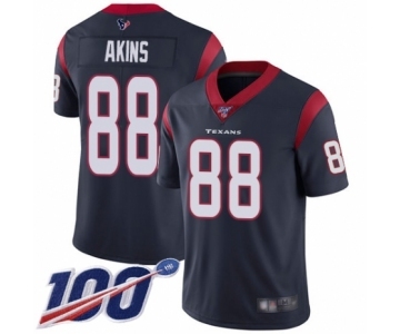 Men's Houston Texans #88 Jordan Akins Navy Blue Team Color Vapor Untouchable Limited Player 100th Season Football Jersey