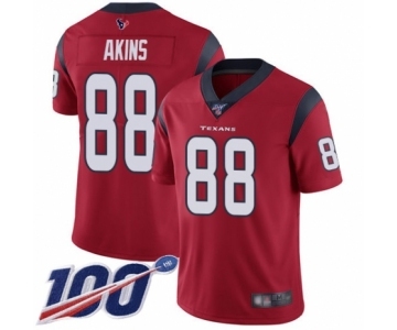 Men's Houston Texans #88 Jordan Akins Red Alternate Vapor Untouchable Limited Player 100th Season Football Jersey