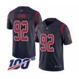 Men's Houston Texans #92 Brandon Dunn Limited Navy Blue Rush Vapor Untouchable 100th Season Football Jersey