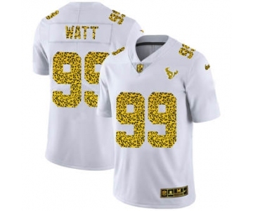 Men's Houston Texans #99 J.J. Watt Flocked Leopard Print Vapor Limited Football Jersey White