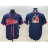 Men's Houston Texans Navy Team Big Logo With Patch Cool Base Stitched Baseball Jersey