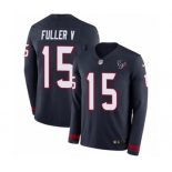 Men's Nike Houston Texans #15 Will Fuller V Limited Navy Blue Therma Long Sleeve NFL Jersey