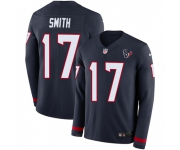 Men's Nike Houston Texans #17 Vyncint Smith Limited Navy Blue Therma Long Sleeve NFL Jersey