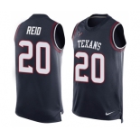 Men's Nike Houston Texans #20 Justin Reid Limited Navy Blue Player Name & Number Tank Top NFL Jersey