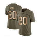 Men's Nike Houston Texans #20 Justin Reid Limited Olive Gold 2017 Salute to Service NFL Jersey