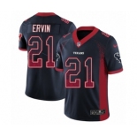 Men's Nike Houston Texans #21 Tyler Ervin Limited Navy Blue Rush Drift Fashion NFL Jersey