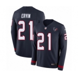 Men's Nike Houston Texans #21 Tyler Ervin Limited Navy Blue Therma Long Sleeve NFL Jersey