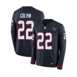 Men's Nike Houston Texans #22 Aaron Colvin Limited Navy Blue Therma Long Sleeve NFL Jersey