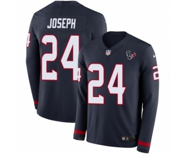 Men's Nike Houston Texans #24 Johnathan Joseph Limited Navy Blue Therma Long Sleeve NFL Jersey