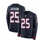 Men's Nike Houston Texans #25 Kareem Jackson Limited Navy Blue Therma Long Sleeve NFL Jersey