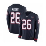 Men's Nike Houston Texans #26 Lamar Miller Limited Navy Blue Therma Long Sleeve NFL Jersey