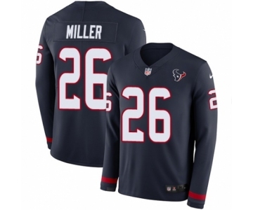 Men's Nike Houston Texans #26 Lamar Miller Limited Navy Blue Therma Long Sleeve NFL Jersey