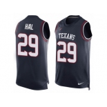 Men's Nike Houston Texans #29 Andre Hal Limited Navy Blue Player Name & Number Tank Top NFL Jersey