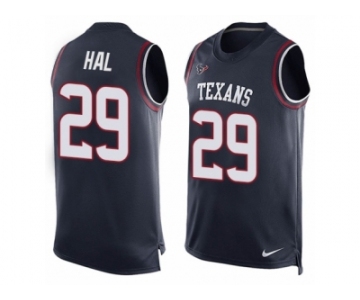 Men's Nike Houston Texans #29 Andre Hal Limited Navy Blue Player Name & Number Tank Top NFL Jersey