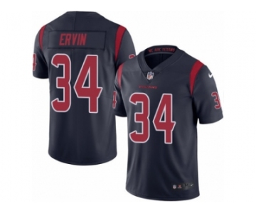 Men's Nike Houston Texans #34 Tyler Ervin Limited Navy Blue Rush NFL Jersey