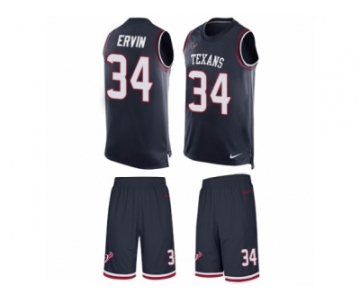 Men's Nike Houston Texans #34 Tyler Ervin Limited Navy Blue Tank Top Suit NFL Jersey