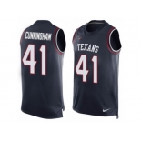 Men's Nike Houston Texans #41 Zach Cunningham Limited Navy Blue Player Name & Number Tank Top NFL Jersey