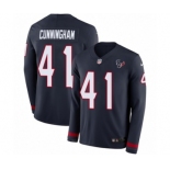 Men's Nike Houston Texans #41 Zach Cunningham Limited Navy Blue Therma Long Sleeve NFL Jersey