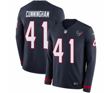 Men's Nike Houston Texans #41 Zach Cunningham Limited Navy Blue Therma Long Sleeve NFL Jersey