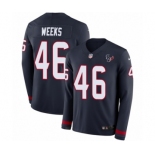 Men's Nike Houston Texans #46 Jon Weeks Limited Navy Blue Therma Long Sleeve NFL Jersey