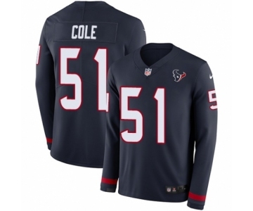 Men's Nike Houston Texans #51 Dylan Cole Limited Navy Blue Therma Long Sleeve NFL Jersey