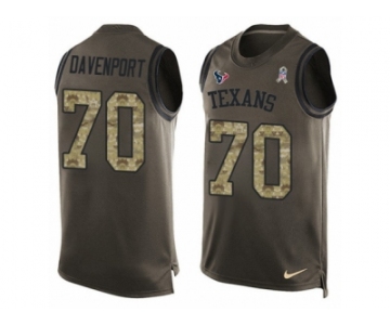 Men's Nike Houston Texans #70 Julien Davenport Limited Green Salute to Service Tank Top NFL Jersey