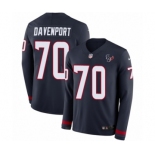 Men's Nike Houston Texans #70 Julien Davenport Limited Navy Blue Therma Long Sleeve NFL Jersey