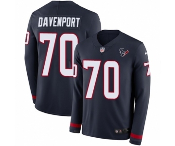 Men's Nike Houston Texans #70 Julien Davenport Limited Navy Blue Therma Long Sleeve NFL Jersey