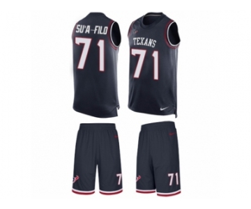 Men's Nike Houston Texans #71 Xavier Su'a-Filo Limited Navy Blue Tank Top Suit NFL Jersey