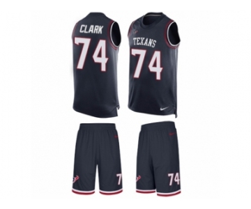 Men's Nike Houston Texans #74 Chris Clark Limited Navy Blue Tank Top Suit NFL Jersey