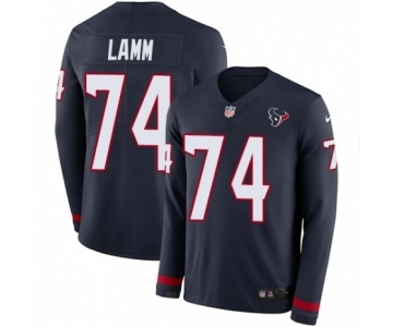 Men's Nike Houston Texans #74 Kendall Lamm Limited Navy Blue Therma Long Sleeve NFL Jersey