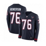 Men's Nike Houston Texans #76 Seantrel Henderson Limited Navy Blue Therma Long Sleeve NFL Jersey