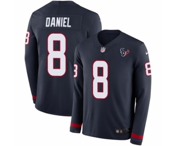 Men's Nike Houston Texans #8 Trevor Daniel Limited Navy Blue Therma Long Sleeve NFL Jersey