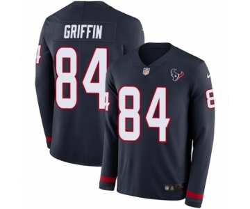 Men's Nike Houston Texans #84 Ryan Griffin Limited Navy Blue Therma Long Sleeve NFL Jersey