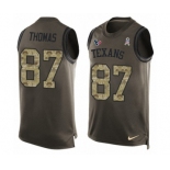 Men's Nike Houston Texans #87 Demaryius Thomas Limited Green Salute to Service Tank Top NFL Jersey