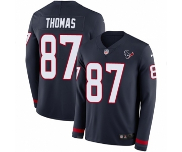 Men's Nike Houston Texans #87 Demaryius Thomas Limited Navy Blue Therma Long Sleeve NFL Jersey