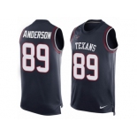 Men's Nike Houston Texans #89 Stephen Anderson Limited Navy Blue Player Name & Number Tank Top NFL Jersey