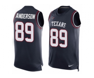 Men's Nike Houston Texans #89 Stephen Anderson Limited Navy Blue Player Name & Number Tank Top NFL Jersey